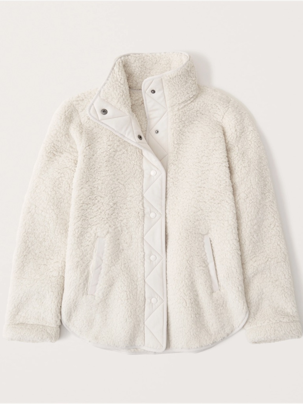 Abercrombie & Fitch Soft AF Teddy Sherpa Jacket Full Zip Up Ivory White Size Med